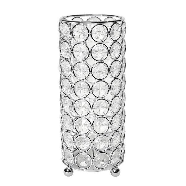 Elegant Garden Design Elegant Designs HG1003-CHR 7.75 in. Elipse Crystal Decorative Flower Vase; Candle Holder; Wedding Centerpiece - Chrome HG1003-CHR